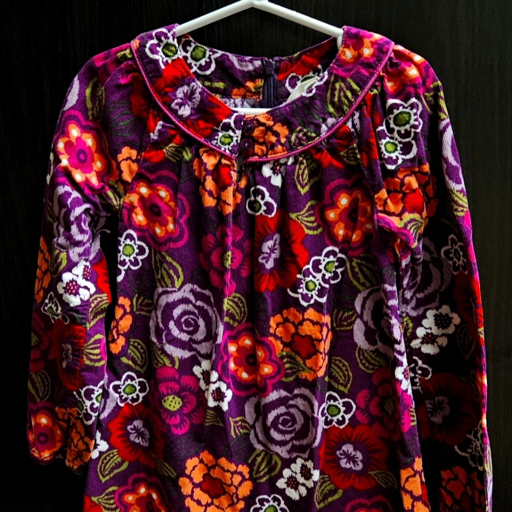 Lands' End Floral Blouse - Purple and Orange
